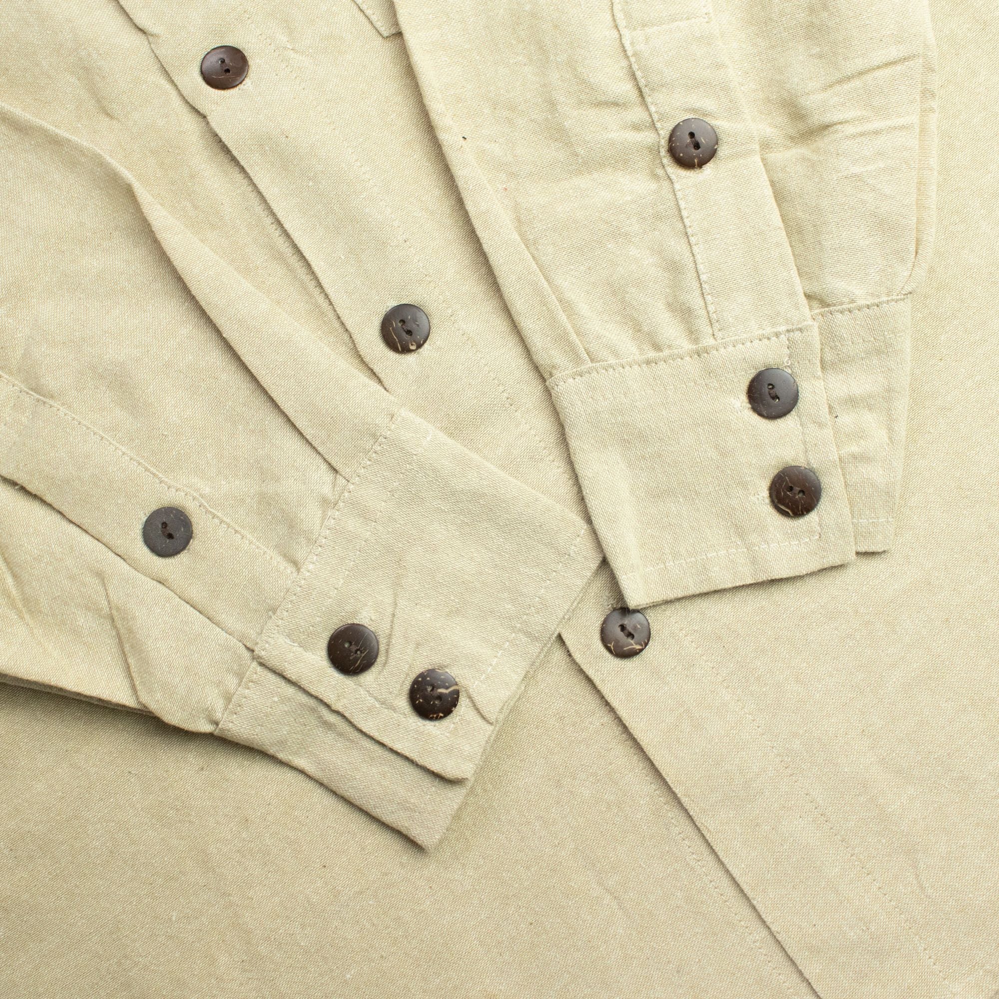 Nomad Grandad Shirt - Stone Grey Cotton