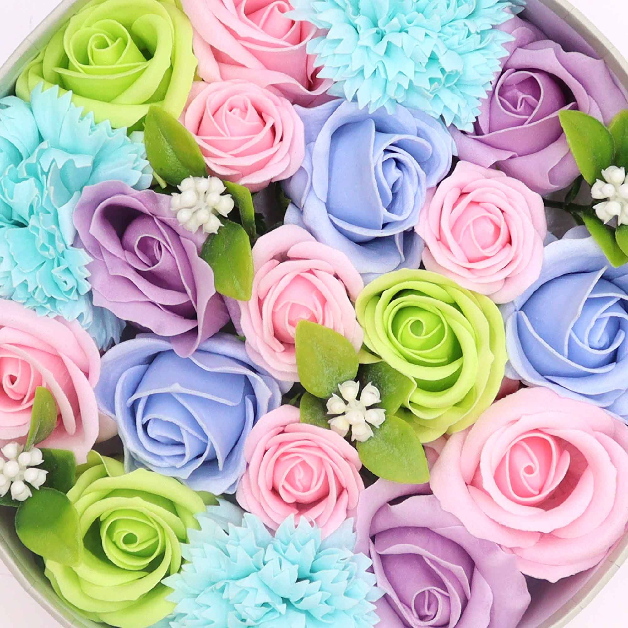 Round Box - Baby Blessings - Blues - Soap Flower Gift Round Box