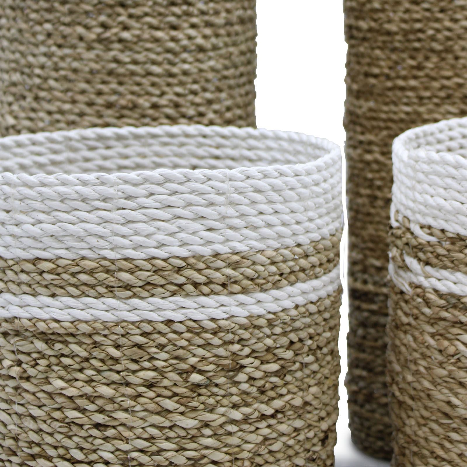 Seagrass Set - 2 Vase & 2 Bins - 4 Handwoven Java Storage Baskets