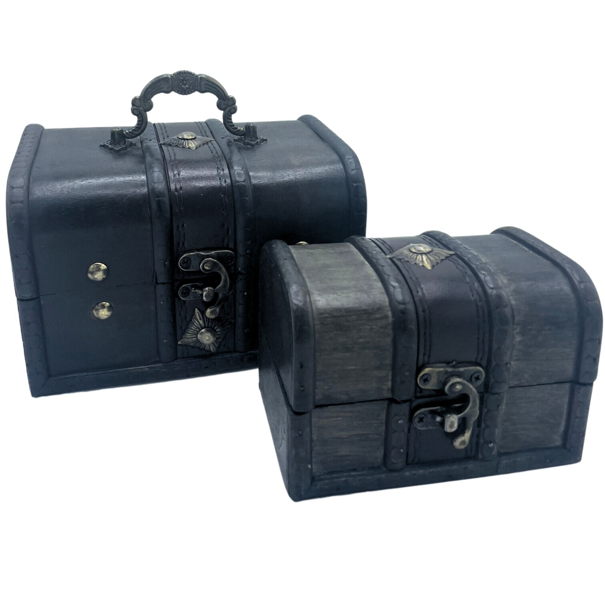 Treasure Chest - Set of 2 - Grey - Vintage Style Wooden Storage Boxes