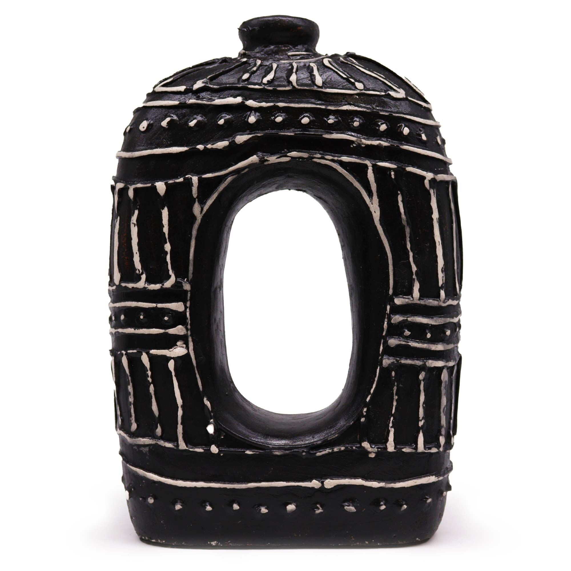 Oval Donut Shaped Vase - Chocolate 30cm - handmade