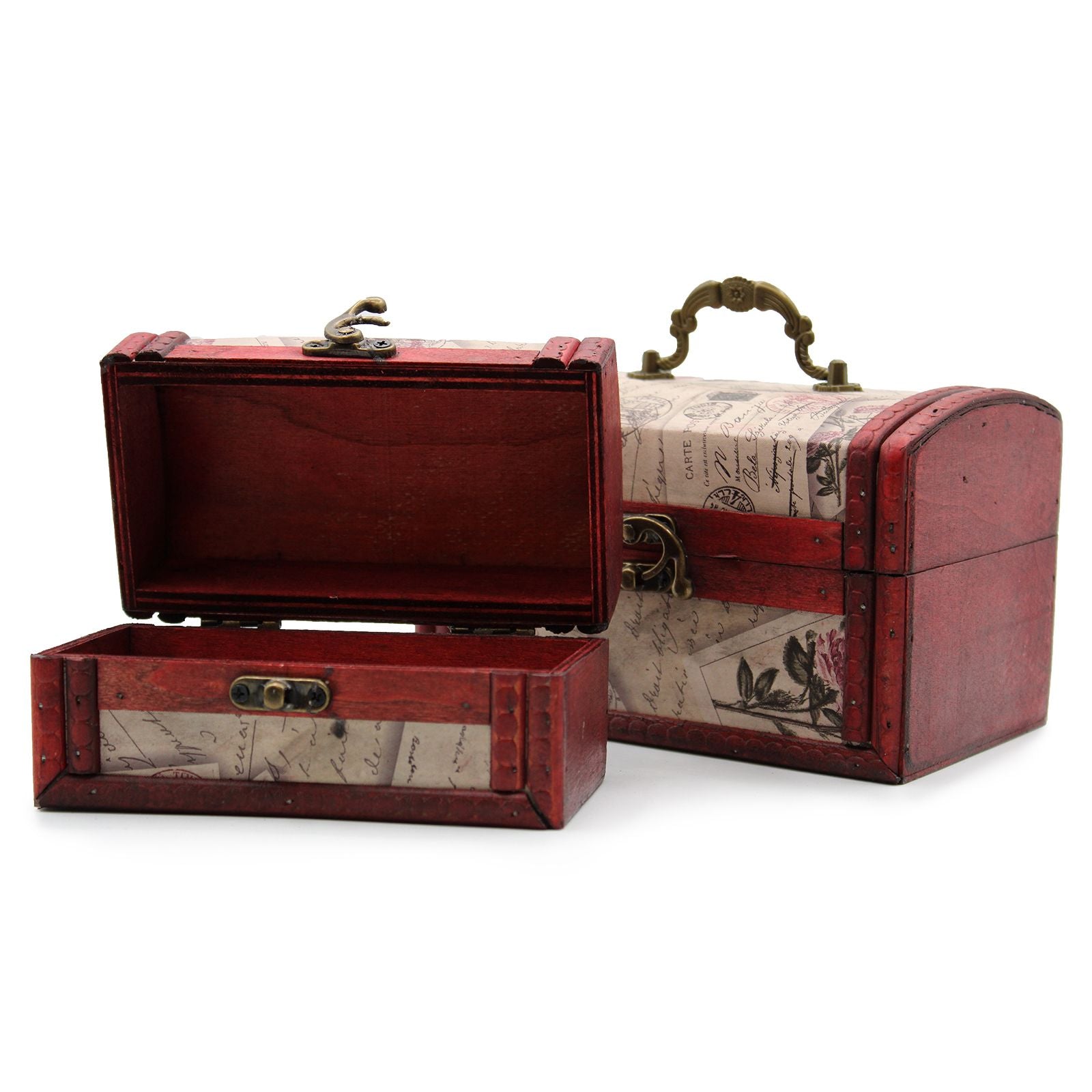 Sets of 2 Colonial Boxes - Rose Design Decorative Storage