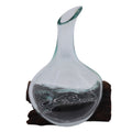 Handmade Molten Glass Mini Decanter on Wood – 20cm