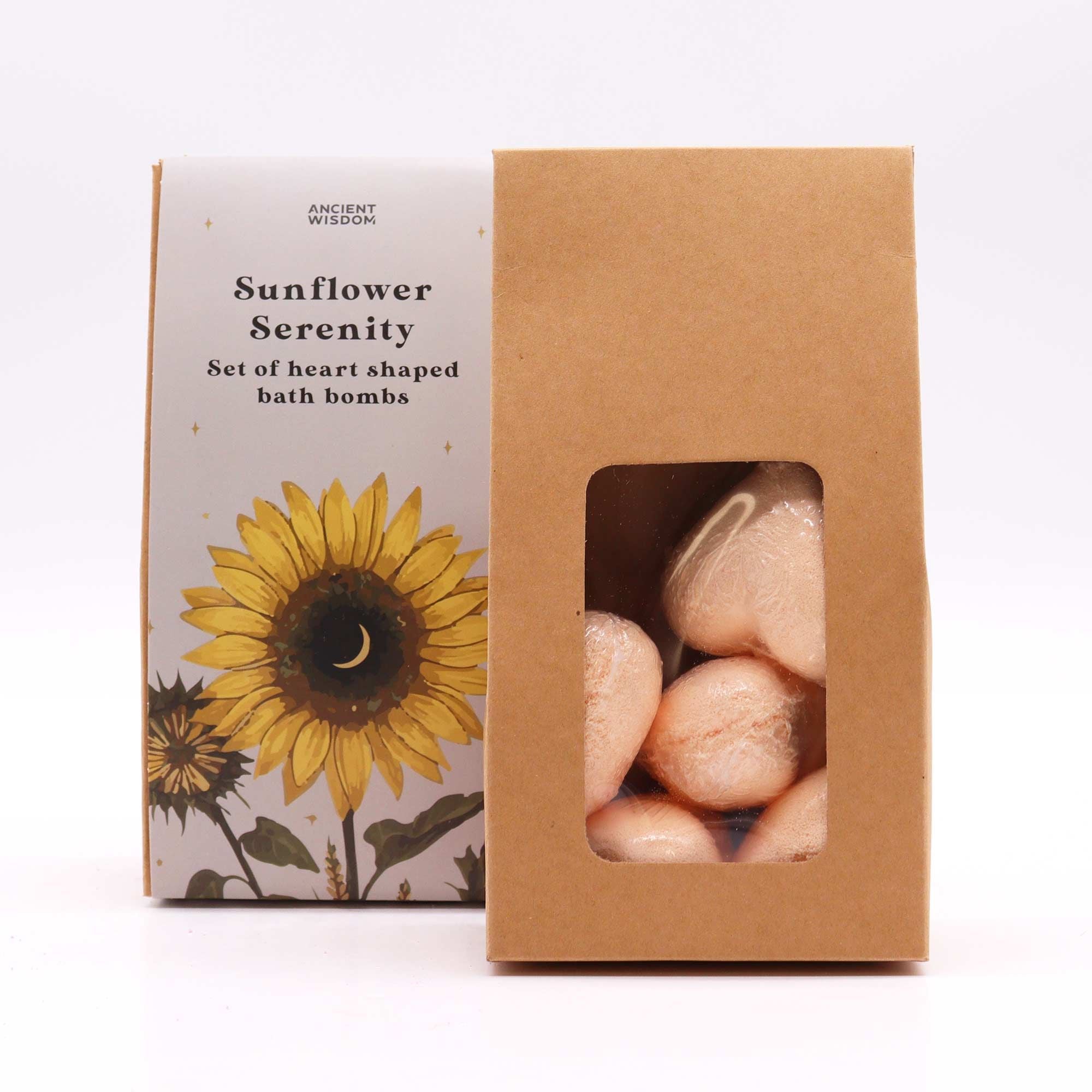 Sunflower Serenity Bath Heart Gift Set - 5 Heart shaped bath bombs