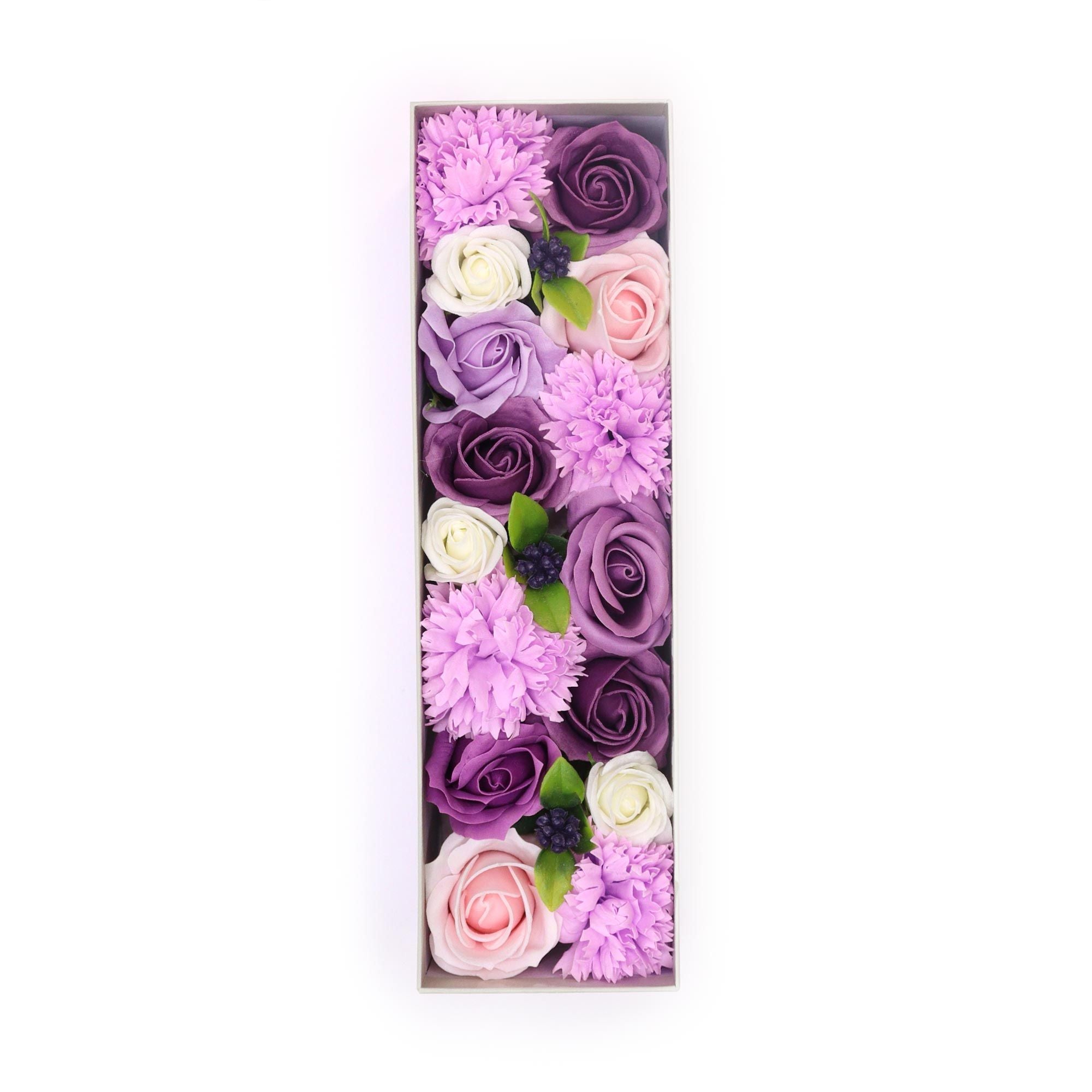Long Box -  Lavender Rose & Carnation - Soap Flower Gift Round Box