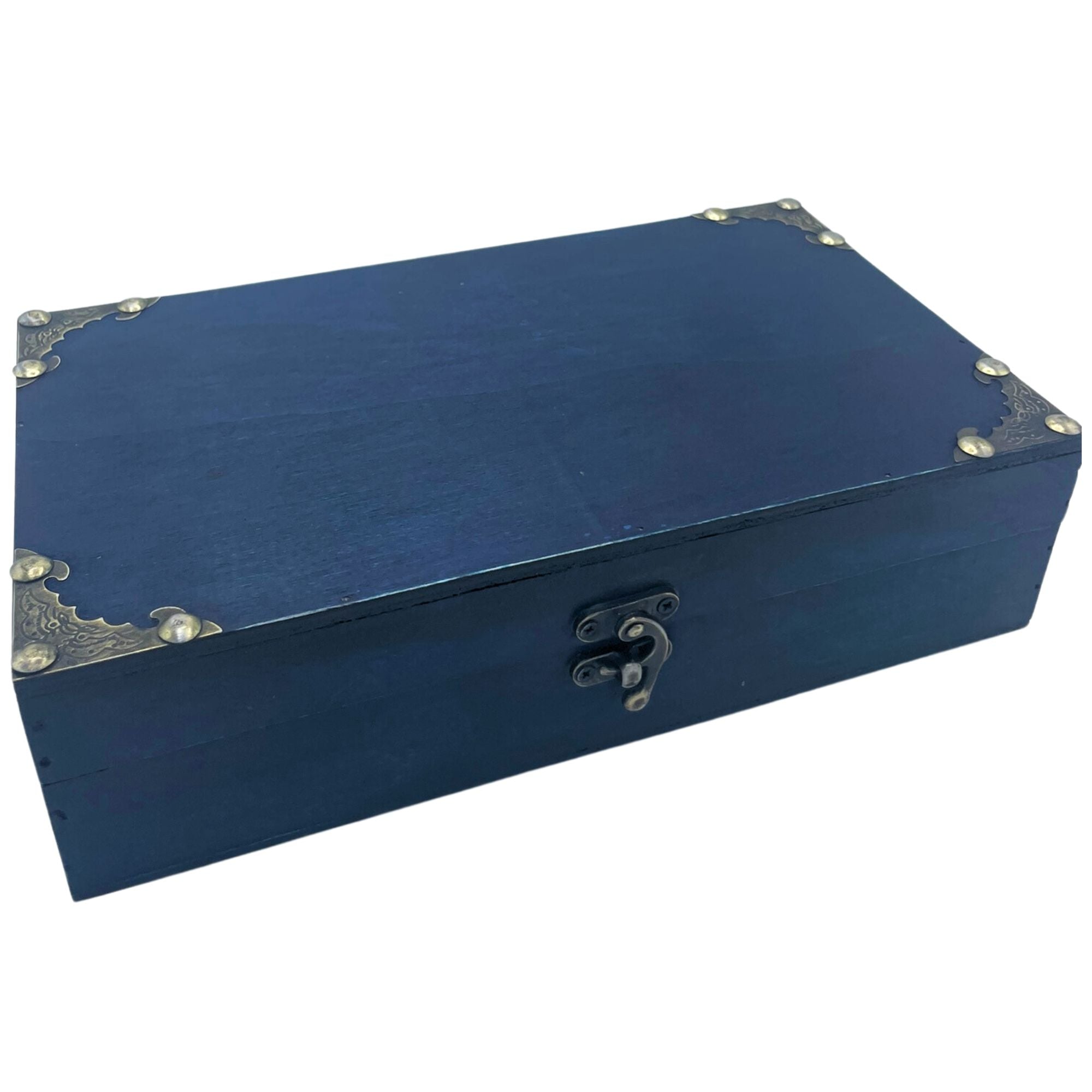 Tea / Gift / Hamper Box - Teal - Vintage Style Wooden Storage Box