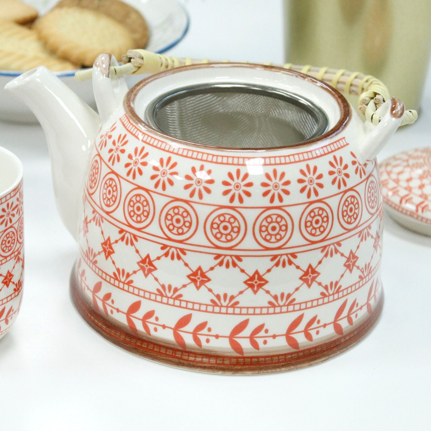 Herbal Teapot Set - Amber - 650ml Teapot with 6 Cups & Strainer