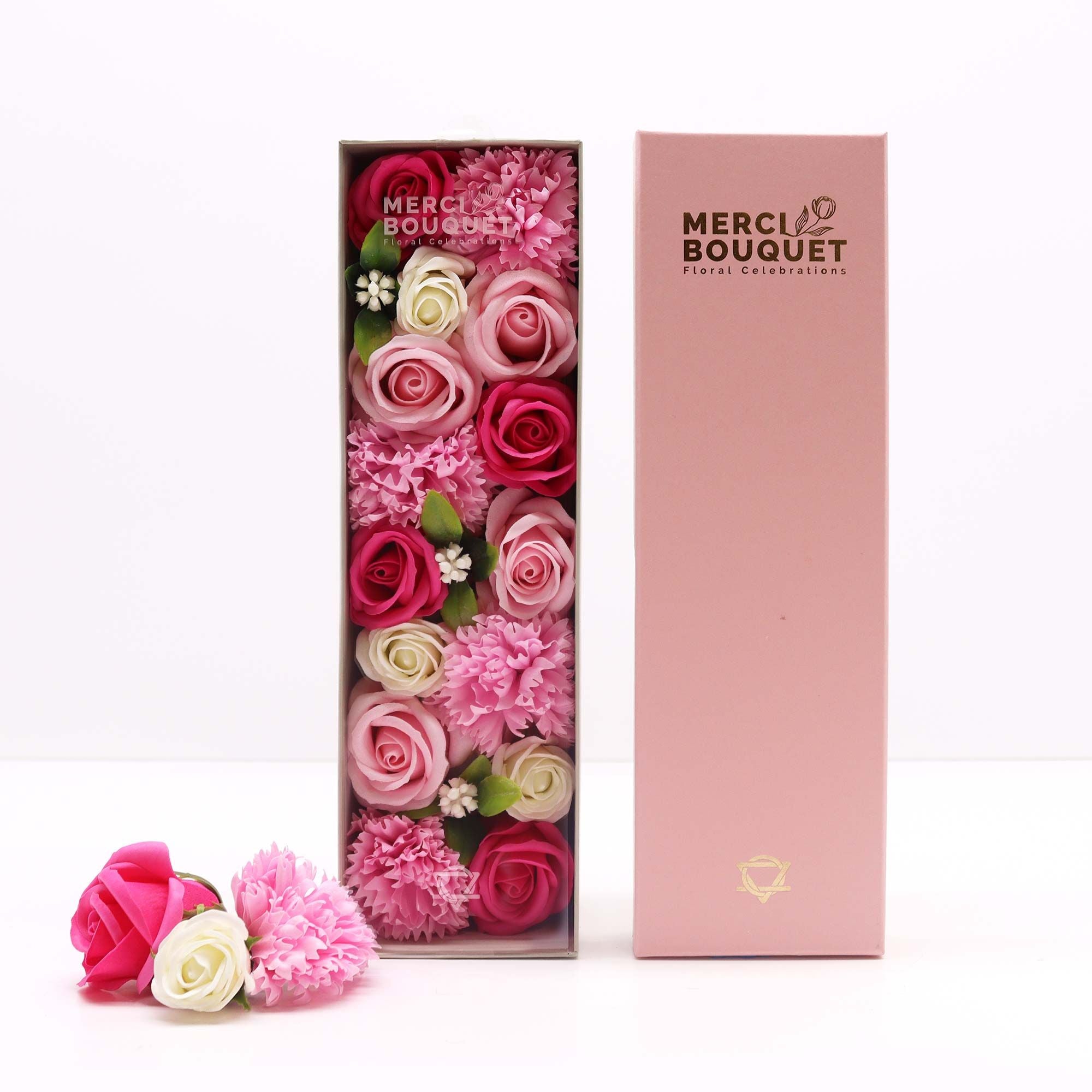 Long Box - Baby Blessings - Pinks - Soap Flower Gift Round Box