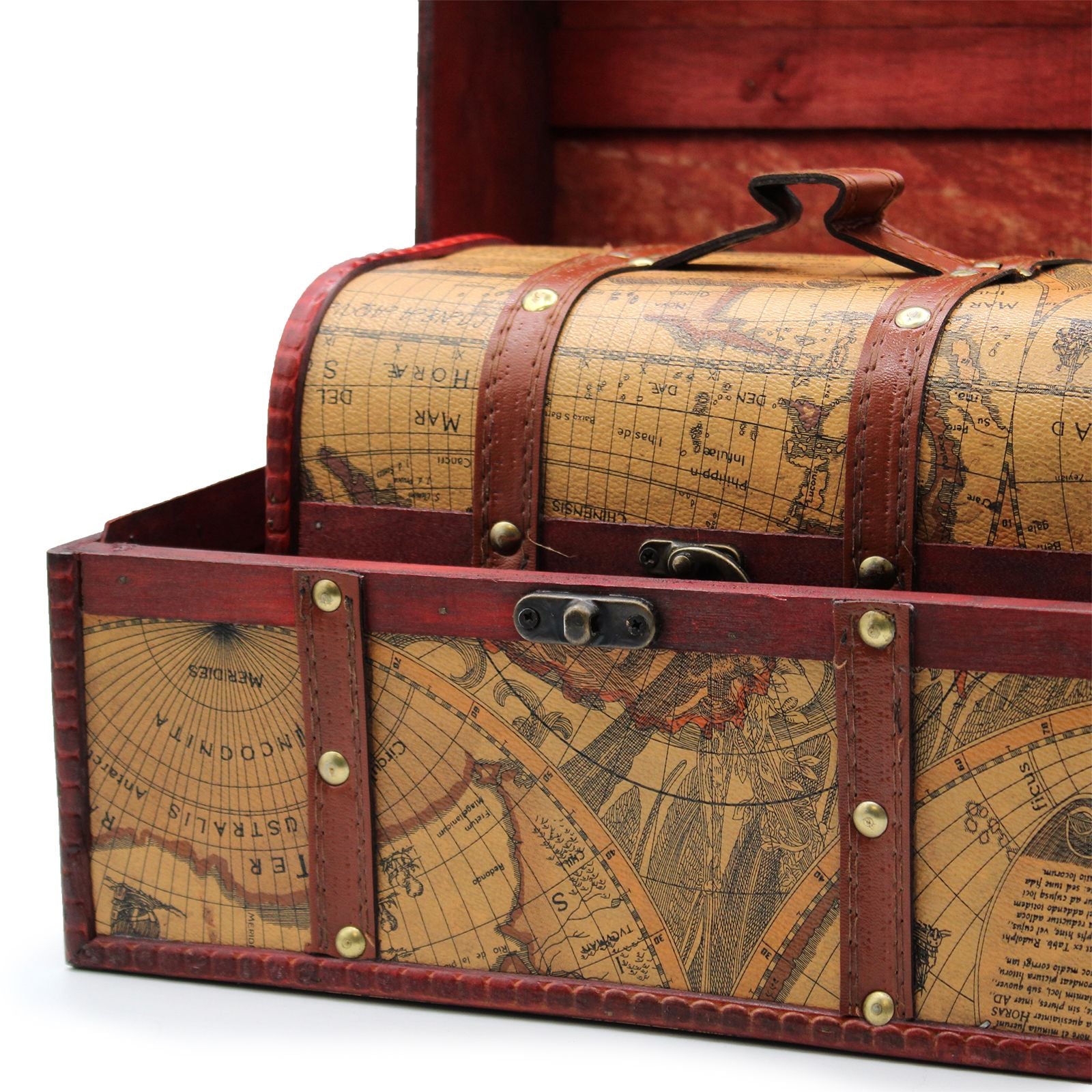 Old Map Chest - Set of 3 chests - Vintage-Style Decorative Storage