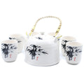 Herbal Teapot Set - White Stone Oriental - 650ml Teapot with 6 Cups & Strainer