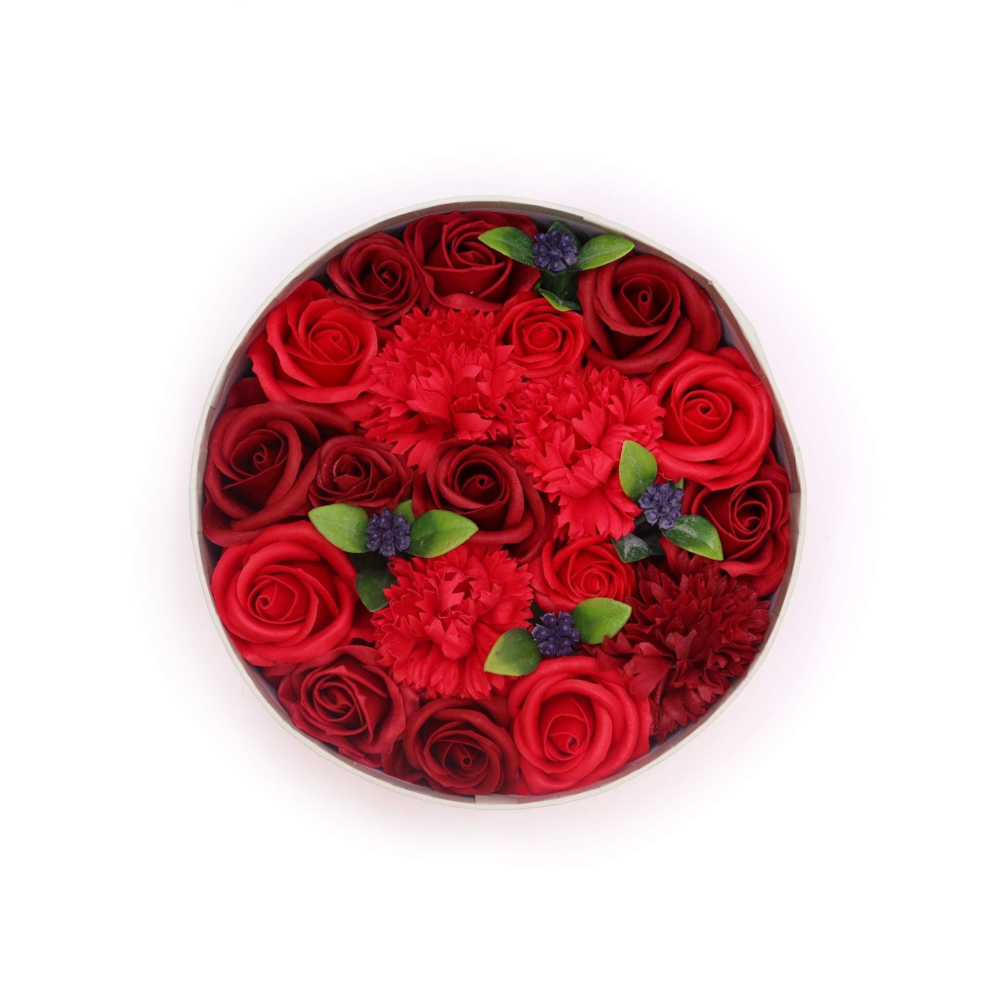 Round Box - Classic Red Roses - Soap Flower Gift Round Box