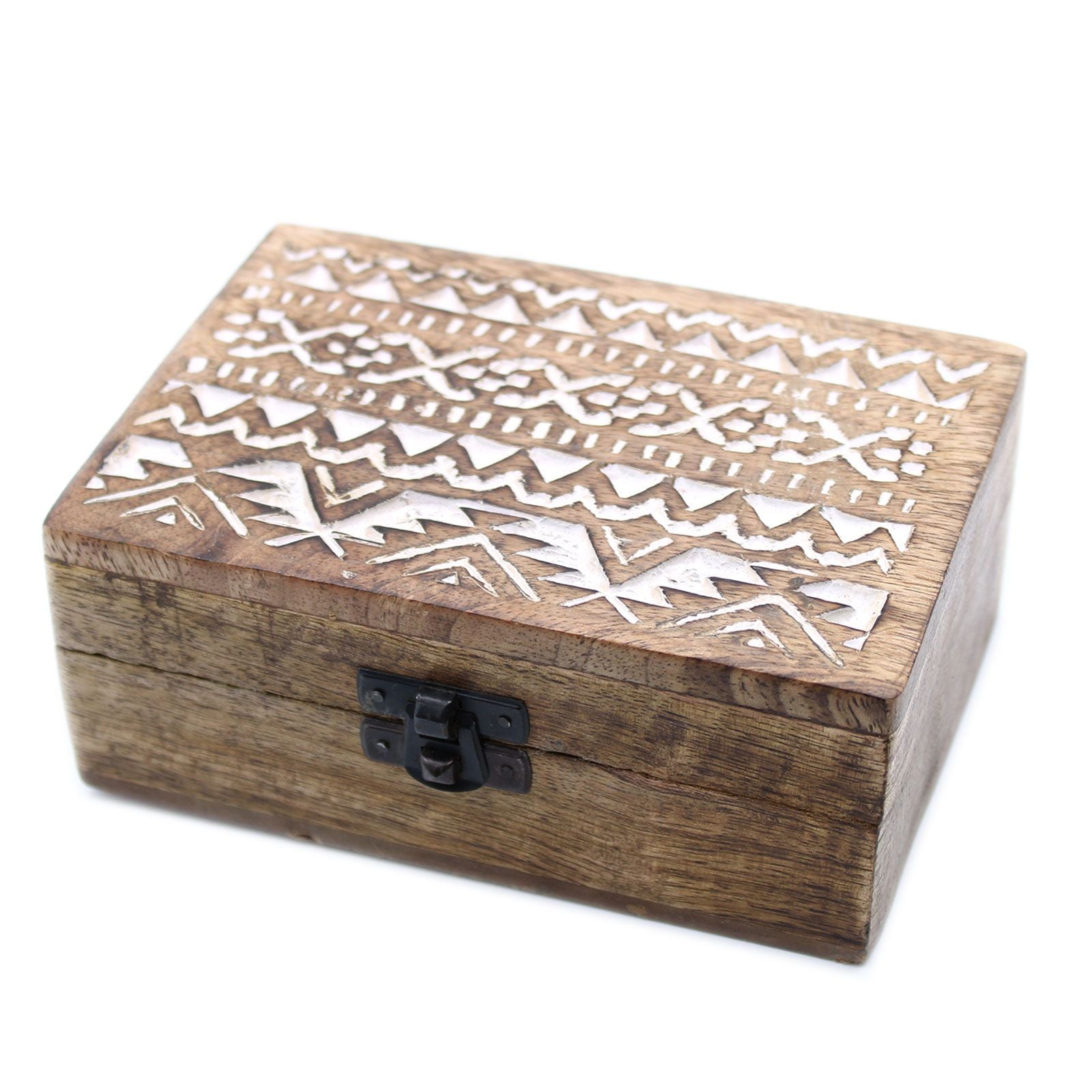 White Washed Wooden Box - 6x4 Slavic Design - Handmade