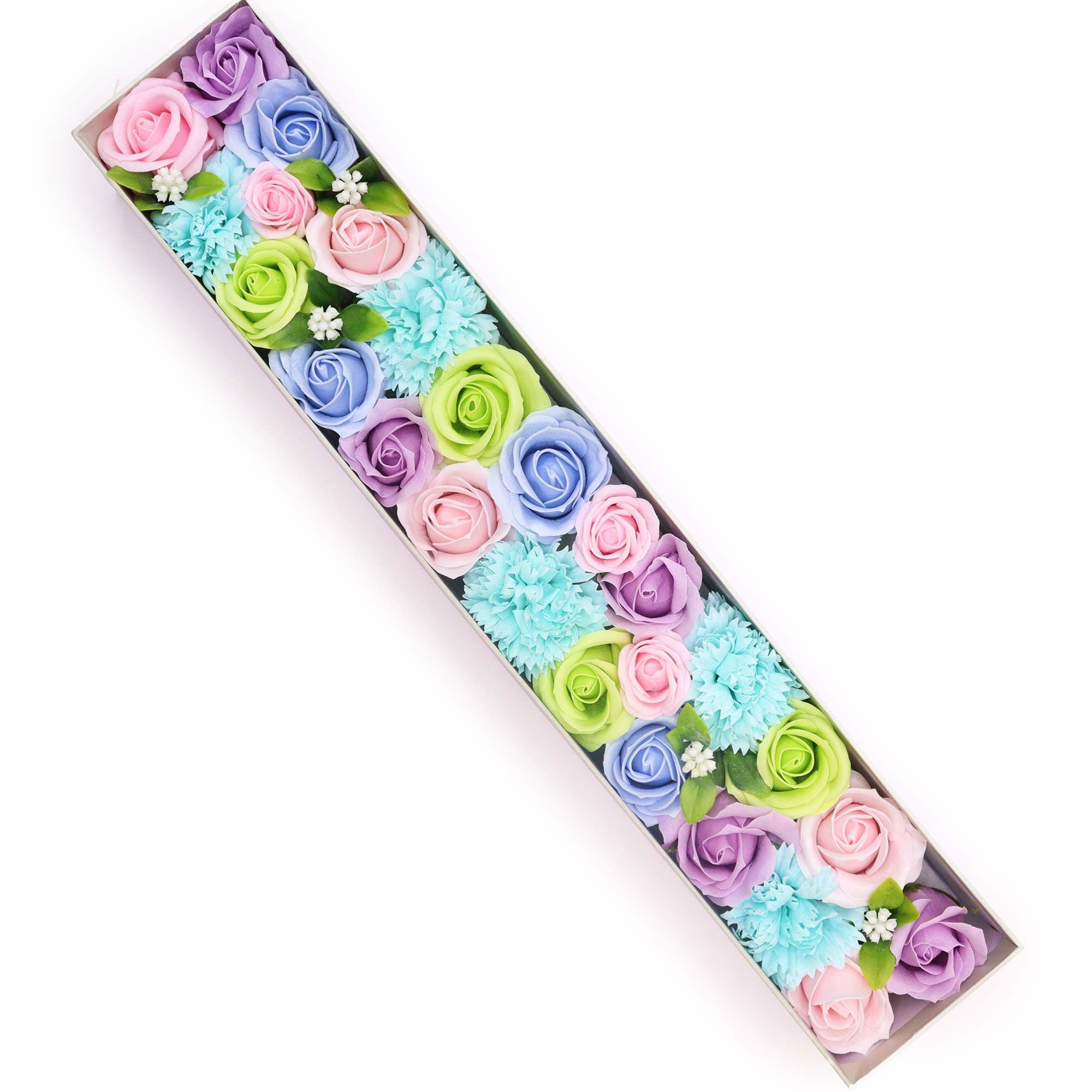 Extra Long Box - Baby Blessings - Blues - handcrafted Soap Flower Gift Round Box