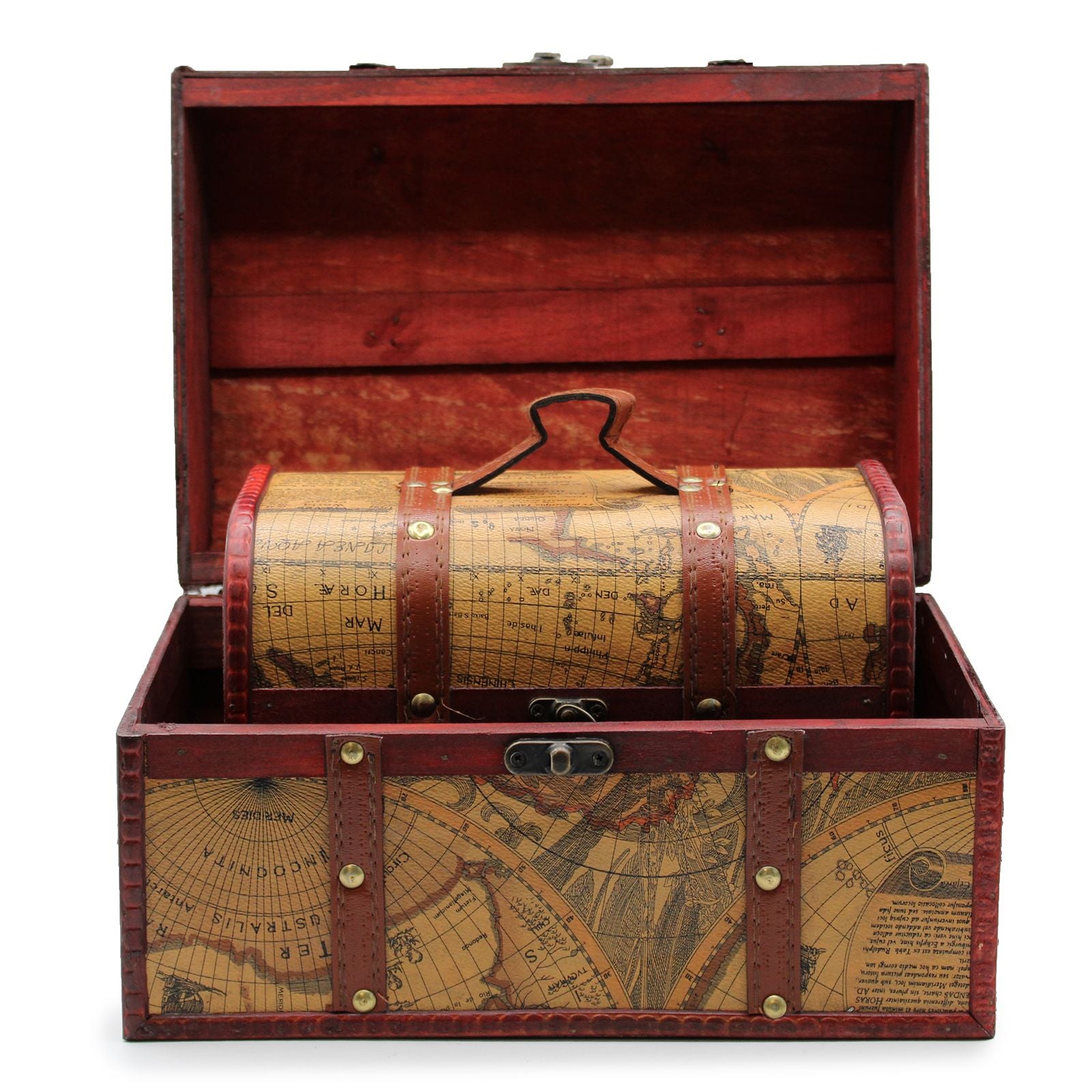 Old Map Chest - Set of 3 chests - Vintage-Style Decorative Storage