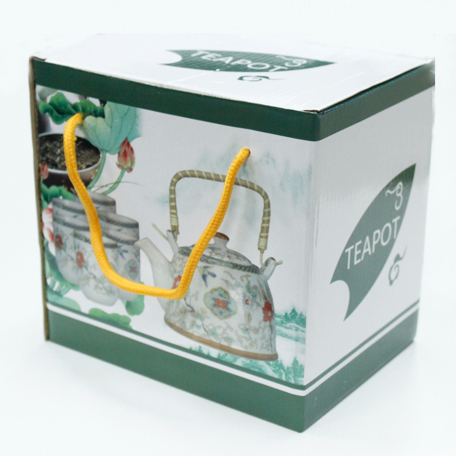 Herbal Teapot Set - China Fans - 650ml Teapot with 6 Cups & Strainer