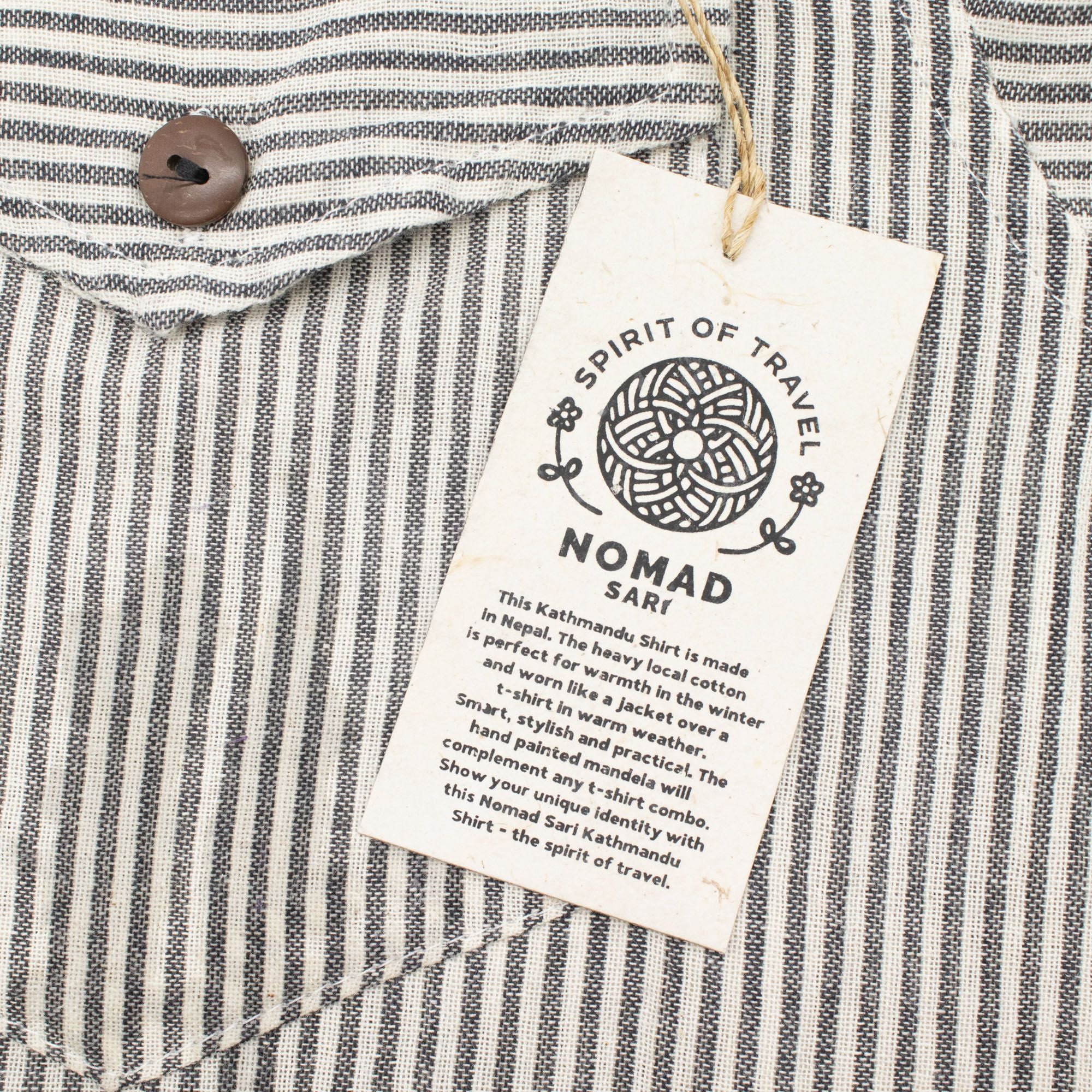 Nomad Grandad Shirt in Grey Stone (100% Cotton)