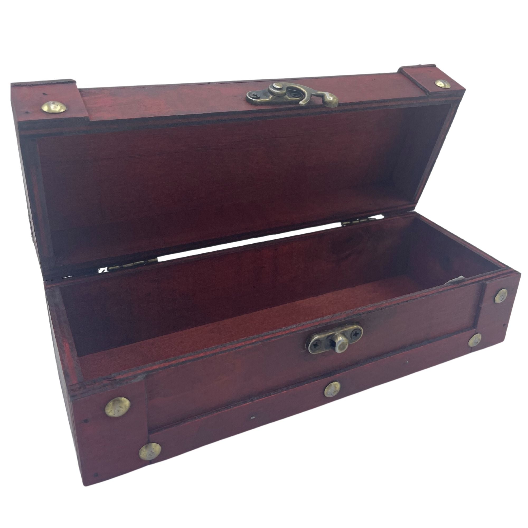 Long Tea Chest - Tan - Vintage Style Wooden Tea Storage Box