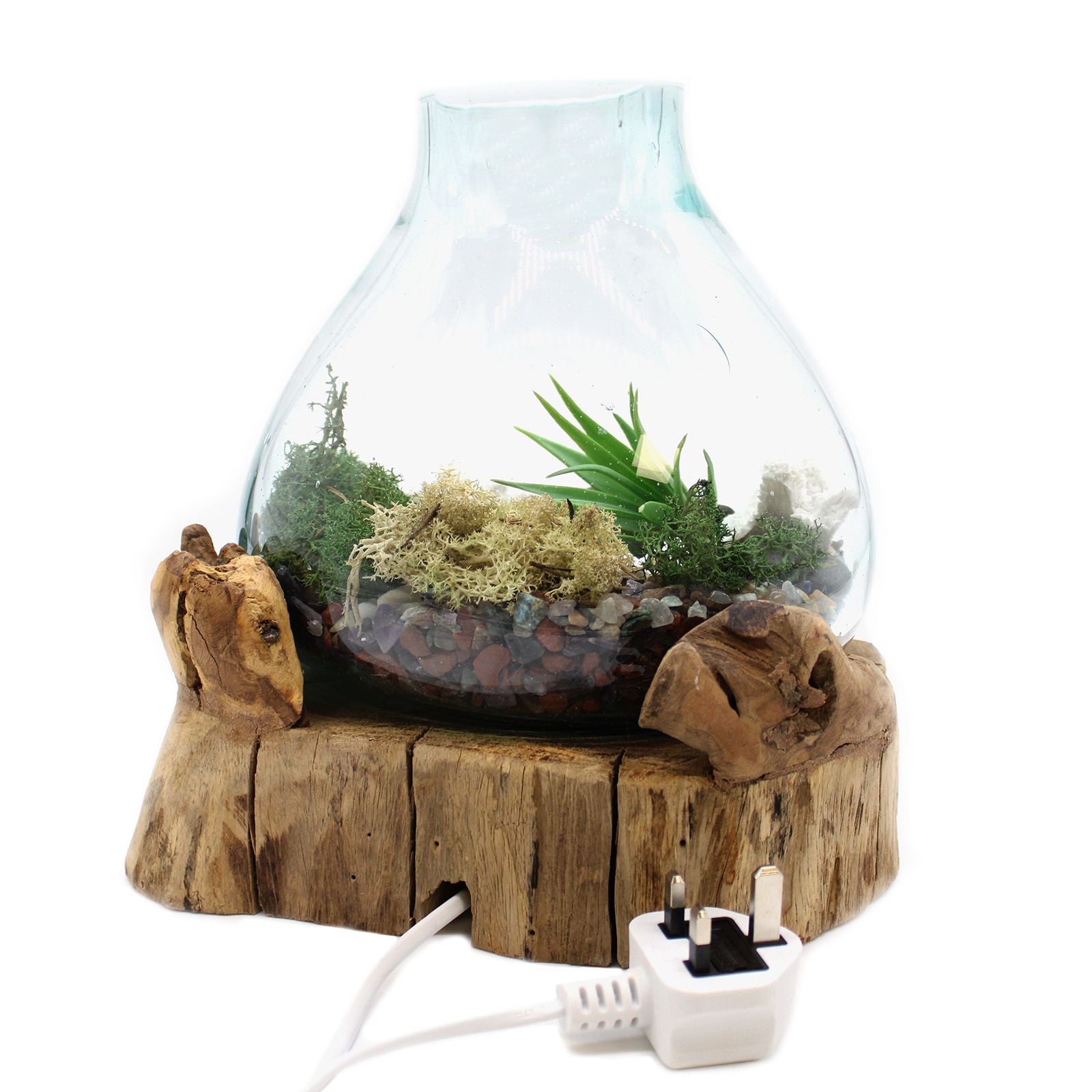 Handmade Molten Glass 3.7L Fish Tank with Light Base – 30cm