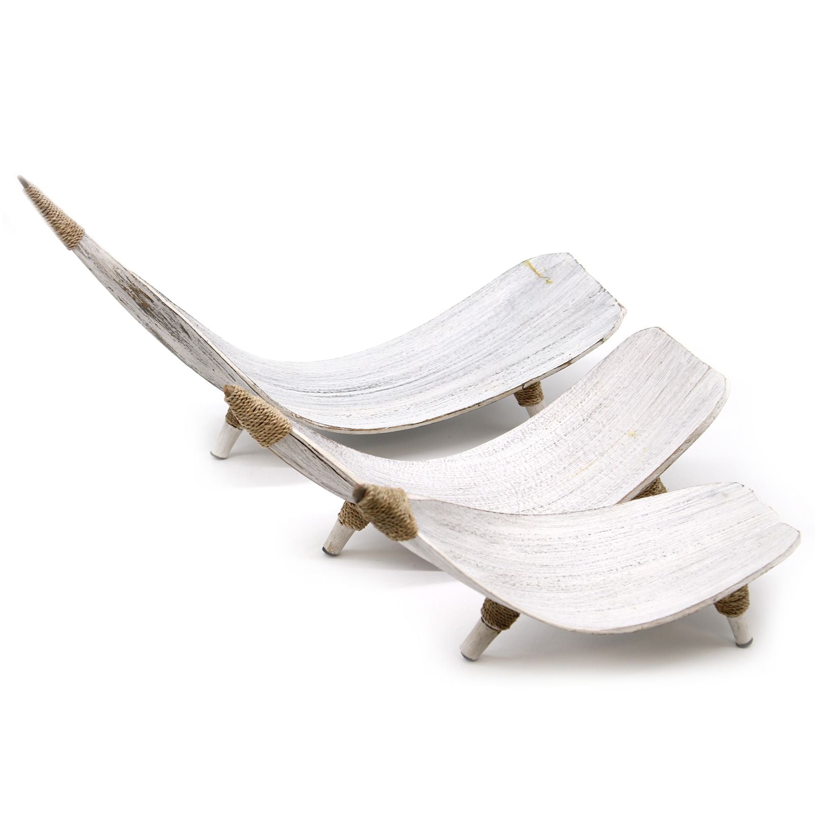 Coconut Leaf Fruit Bowl Set of 3 - Handcrafted Sustainable Decorative Homeware (Whitewash)