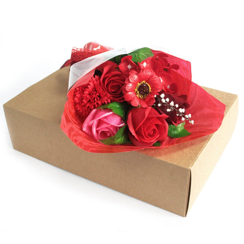 Boxed Hand Soap Flower Bouquet- Red -  Bath Flowers