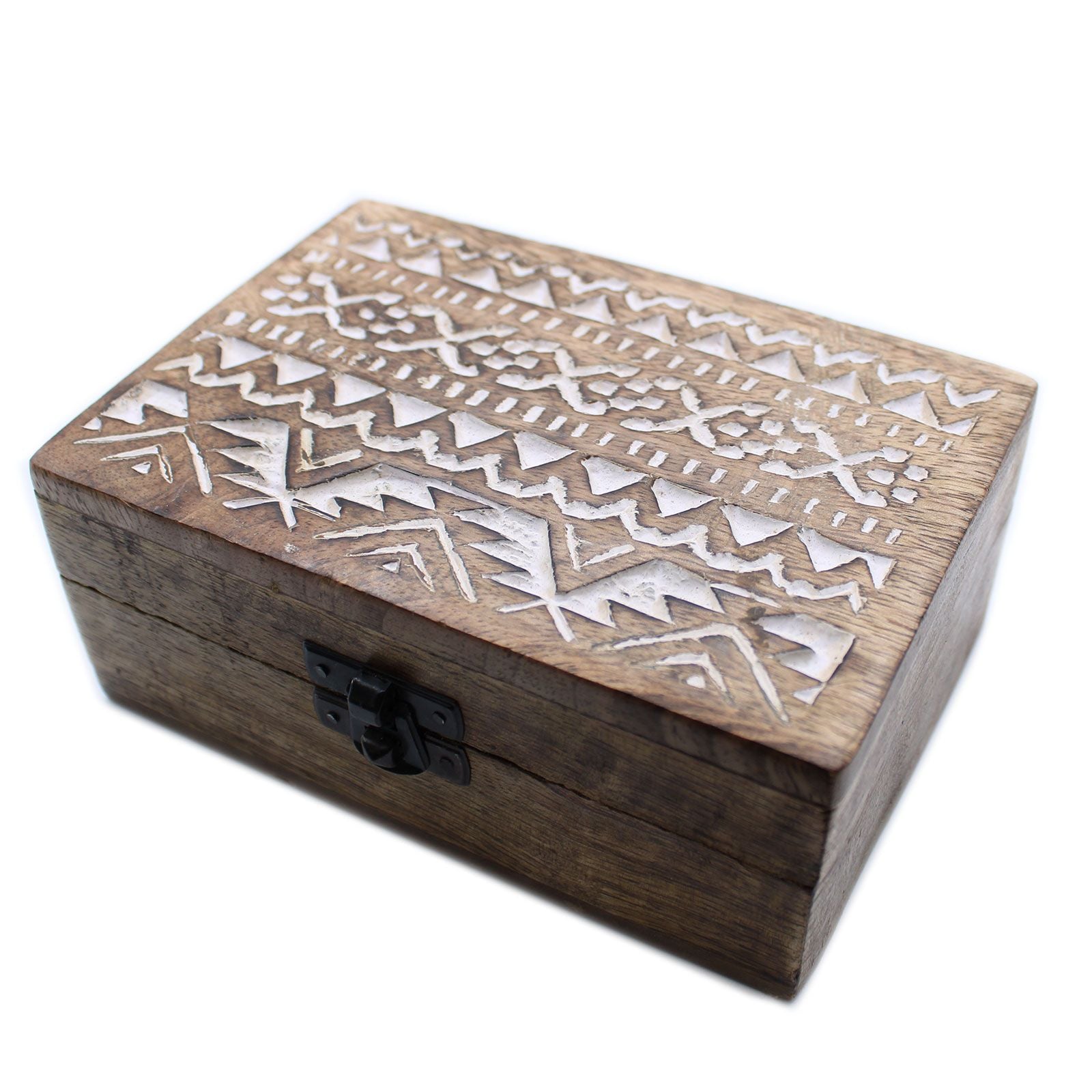 White Washed Wooden Box - 6x4 Slavic Design - Handmade