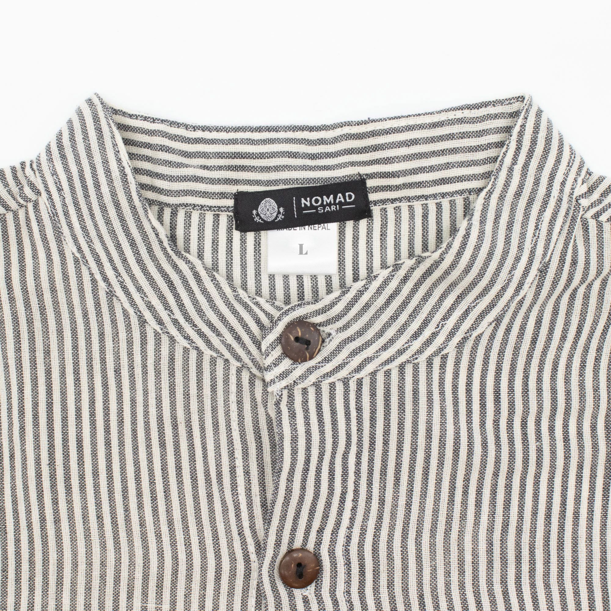Nomad Grandad Shirt in Grey Stone (100% Cotton)