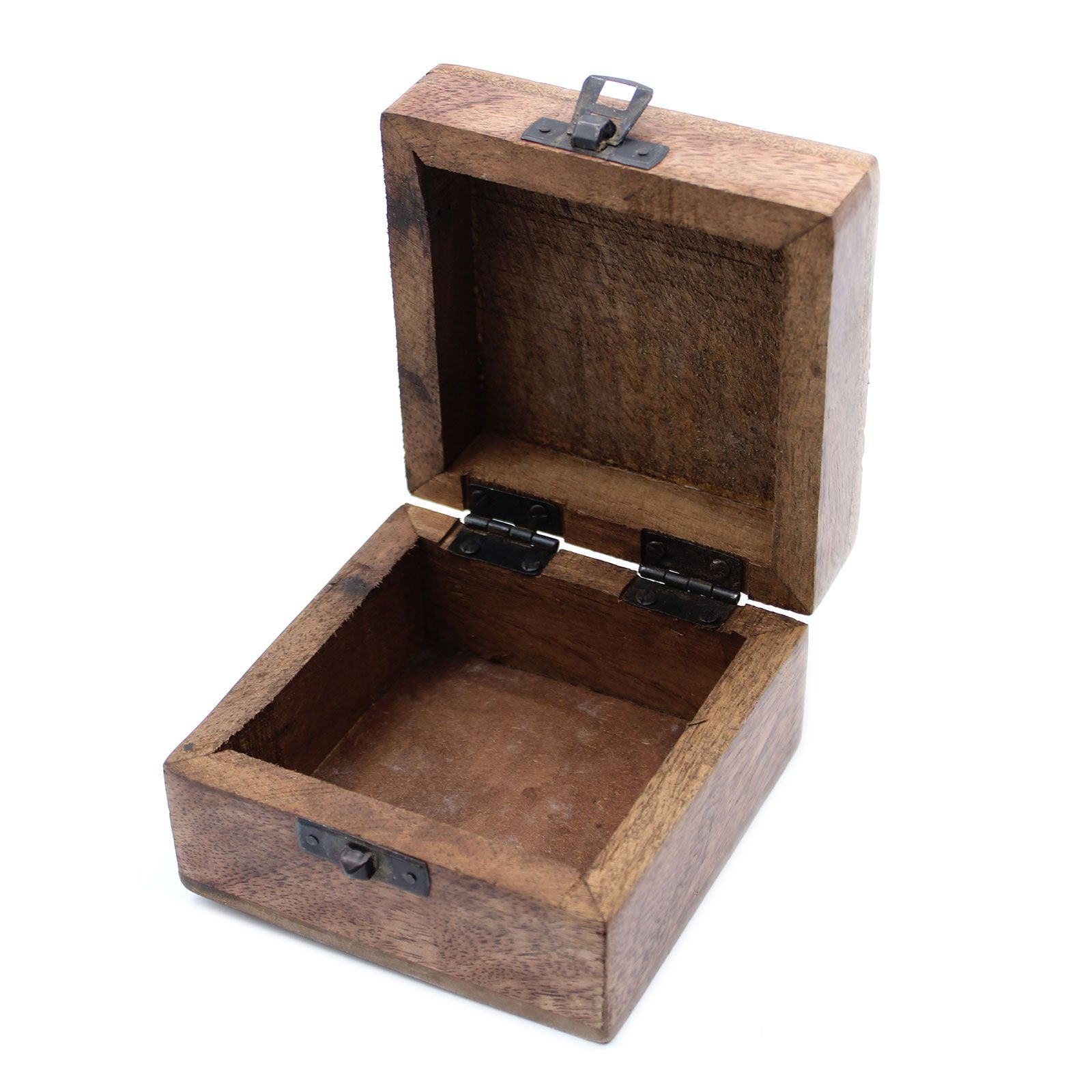 White Washed Wooden Box - 4x4 Aztec Design - Handmade