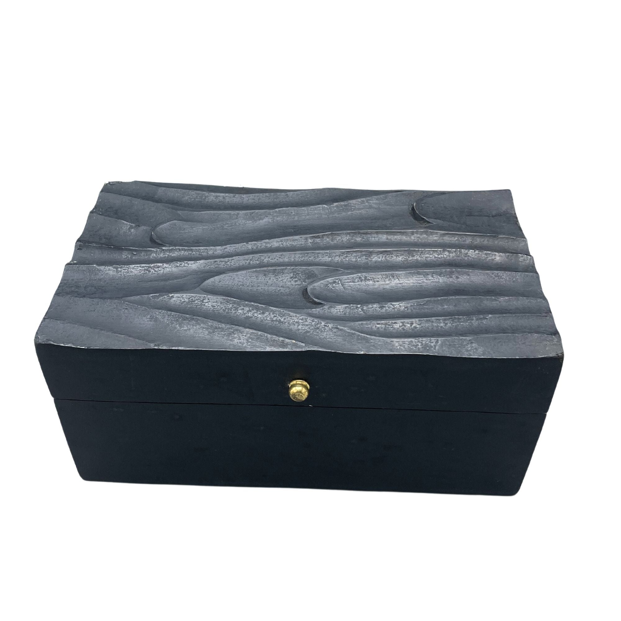 Vintage Deco - Multi Purpose Box - 22x12x10cm - Black Swirls  - handcrafted mango wood
