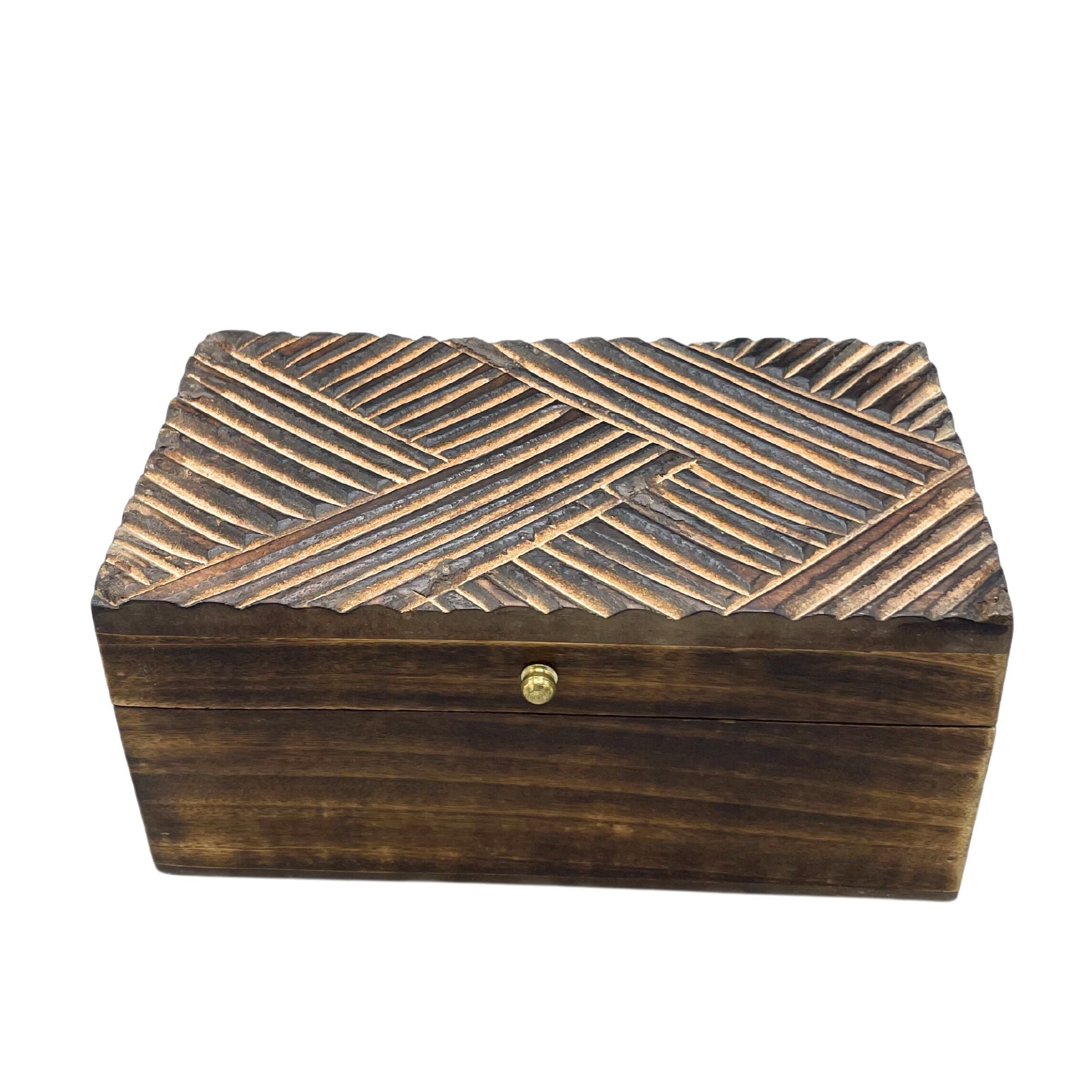 Vintage Deco - Multi Purpose Box - 22x12x10cm -  Antique Lines| Handcrafted Mango Wood Storage Box