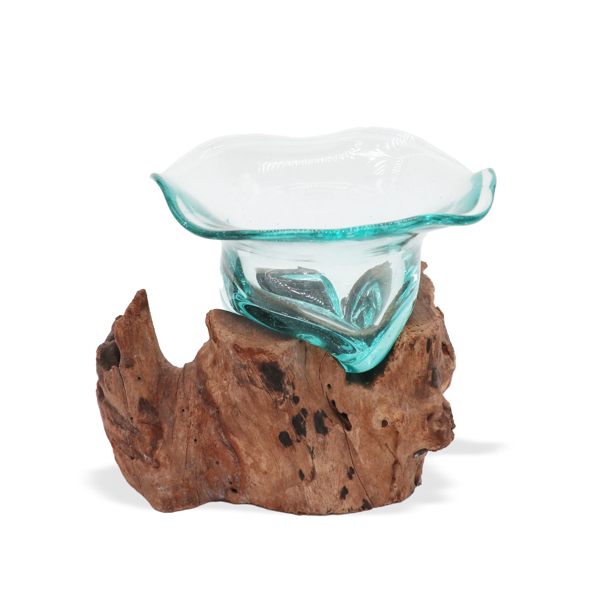 Handmade Molten Glass Fancy Sweet Bowl on Wood – 23cm