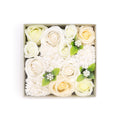 Square Box - Wedding Blessings - White & Ivory - Soap Flower Gift Round Box