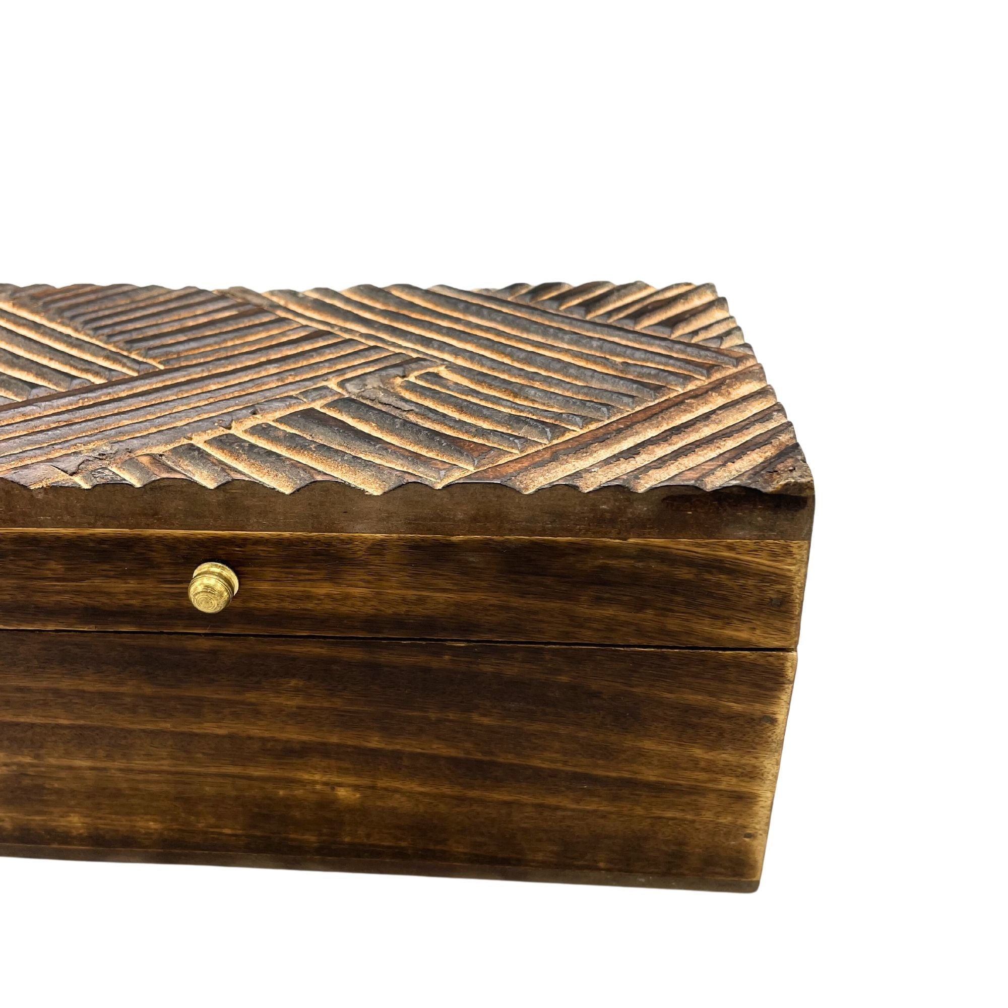 Vintage Deco - Multi Purpose Box - 22x12x10cm -  Antique Lines| Handcrafted Mango Wood Storage Box