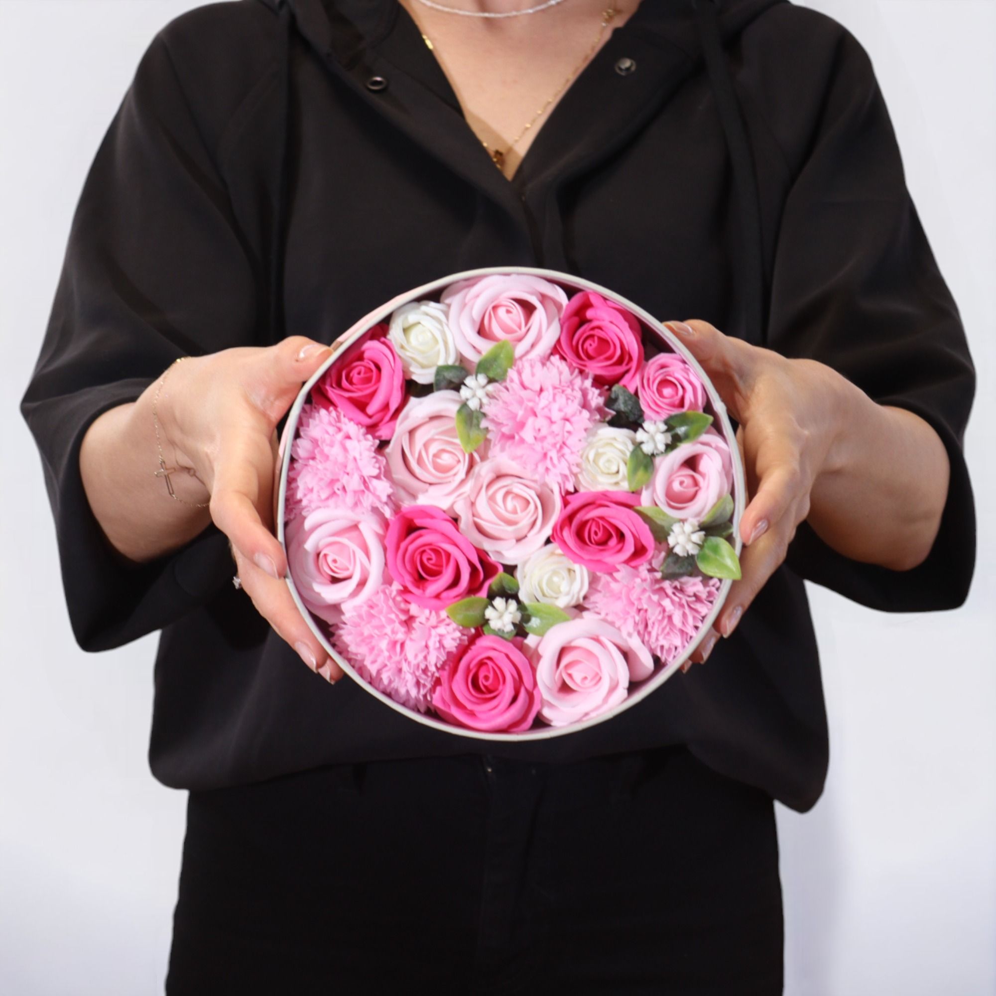 Round Box - Baby Blessings - Pinks - Soap Flower Gift Round Box