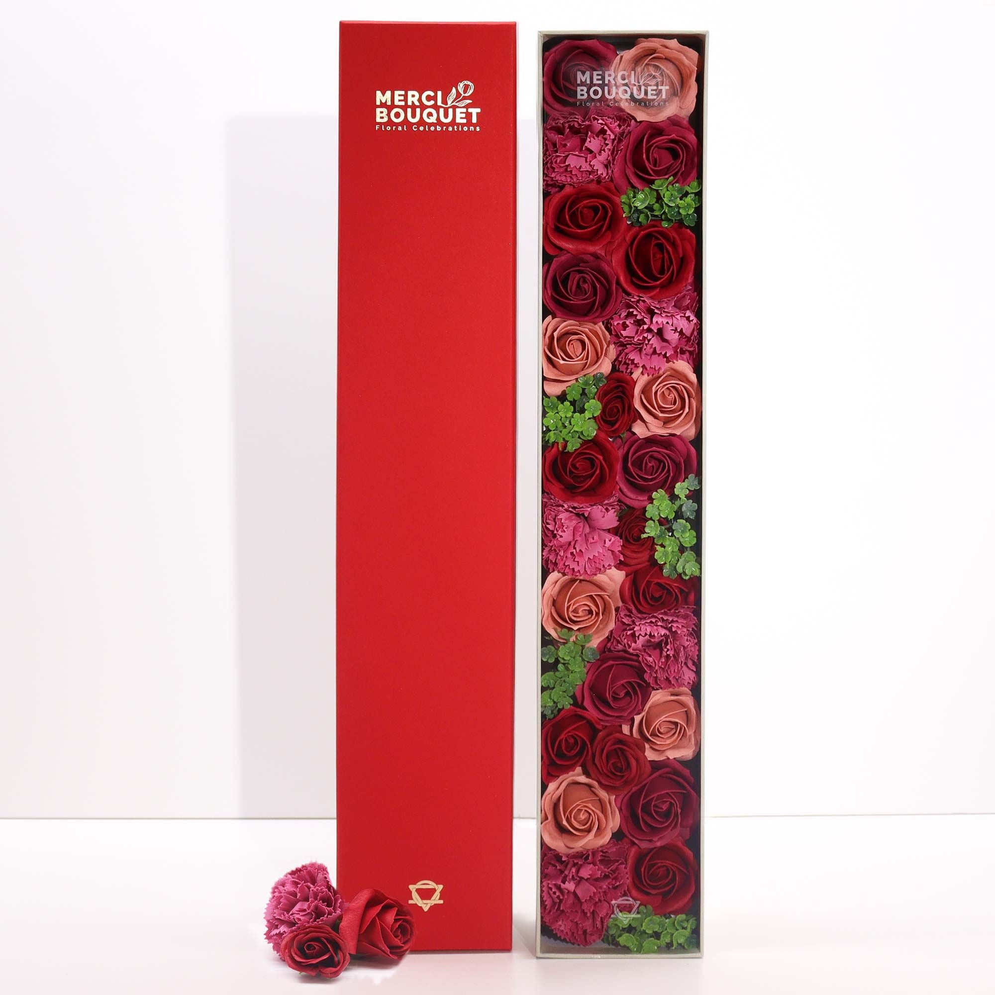 Extra Long Box - Vintage Roses - Soap Flower Gift Round Box