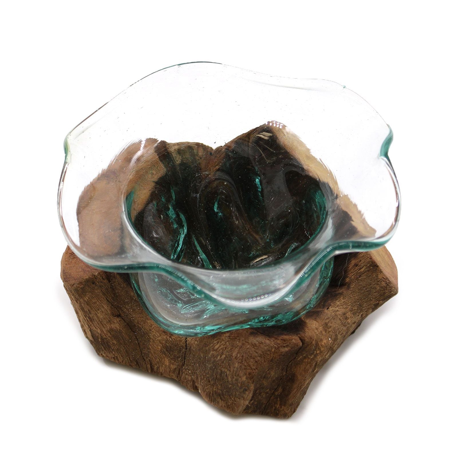 Handmade Molten Glass Fancy Sweet Bowl on Wood – 23cm