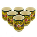 Long Life Oriental Herbal Tea Cups - Ceramic Tea Cups (Set of 6)