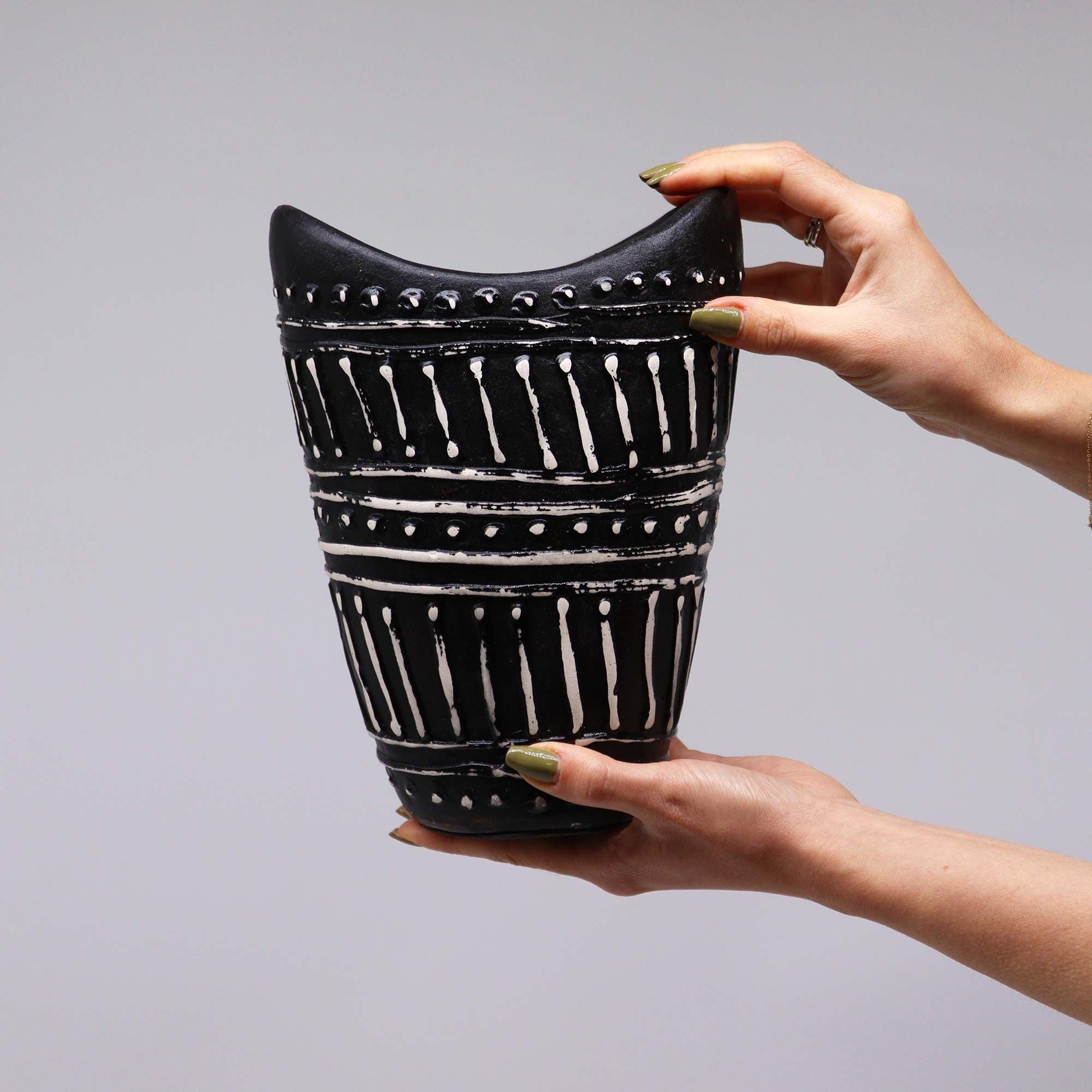 Swirls Shaped Vase - Chocolate - handmade