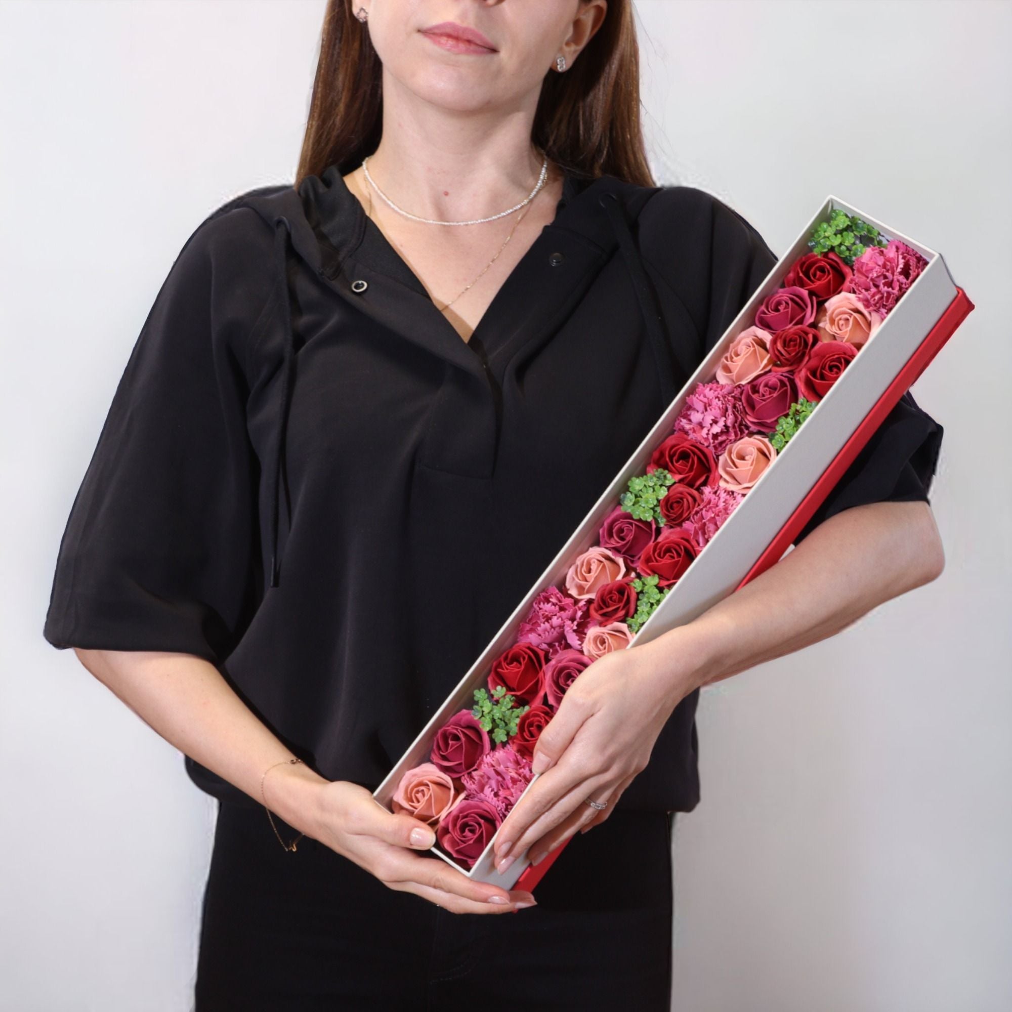 Extra Long Box - Vintage Roses - Soap Flower Gift Round Box