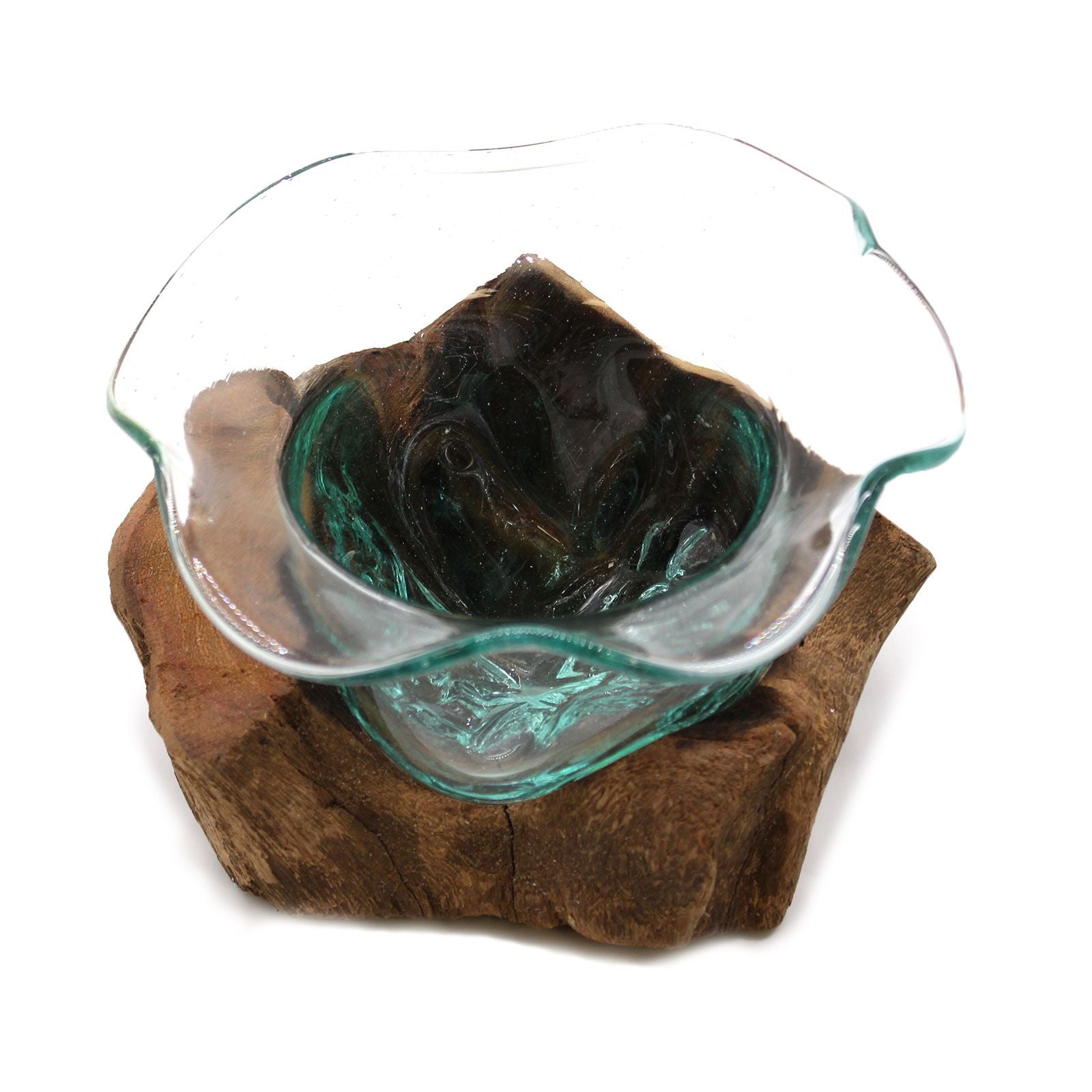 Handmade Molten Glass Fancy Sweet Bowl on Wood – 23cm