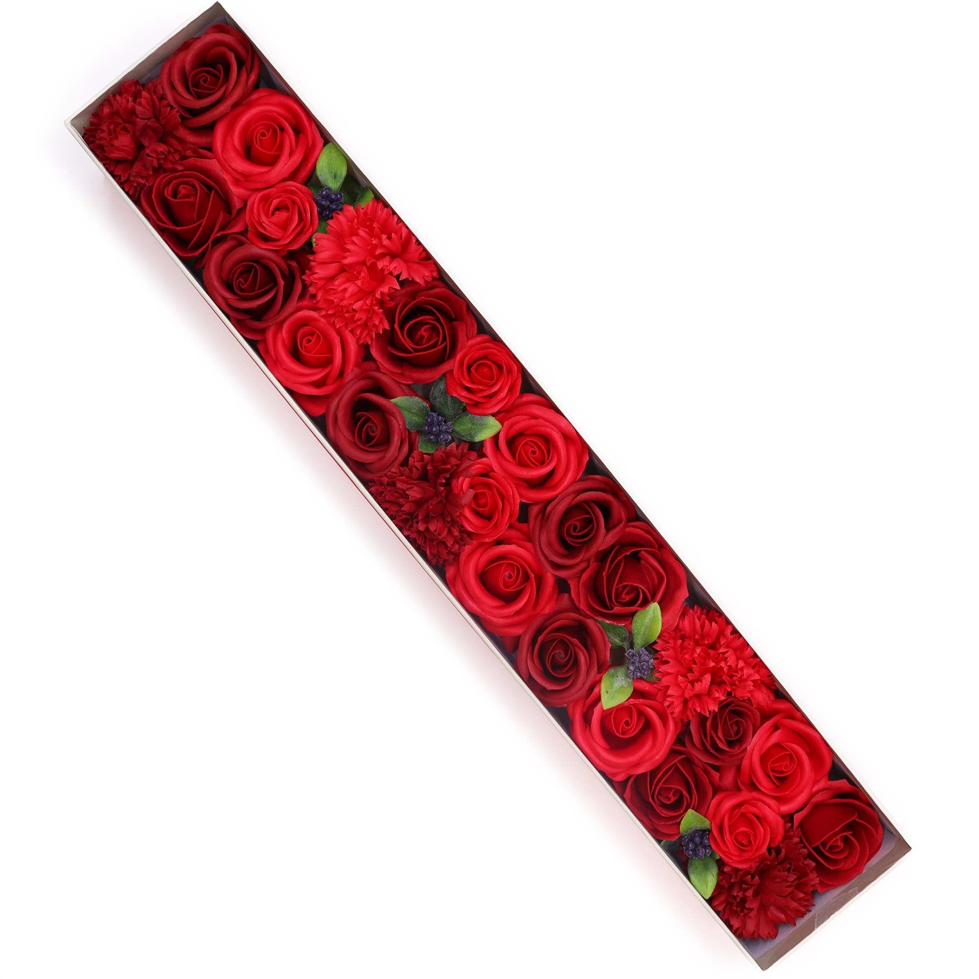 Extra Long - Classic Red Roses - handcrafted Soap Flower Gift Round Box