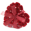 Set of 24 Soap Flower Heart Box - Red Roses -  Luxury Soap Flowers.