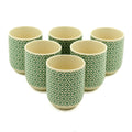 Green Mosaic Herbal Tea Cups - Ceramic Tea Cups (Set of 6)