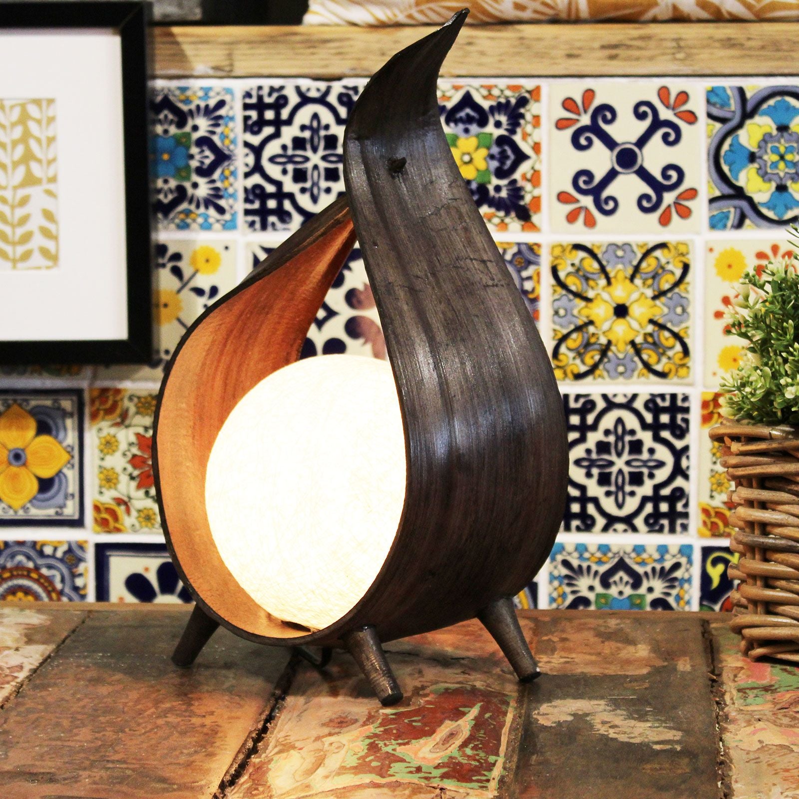 Natural Coconut Lamp - Chocolate Wrapover Twist - Handcrafted & Eco
