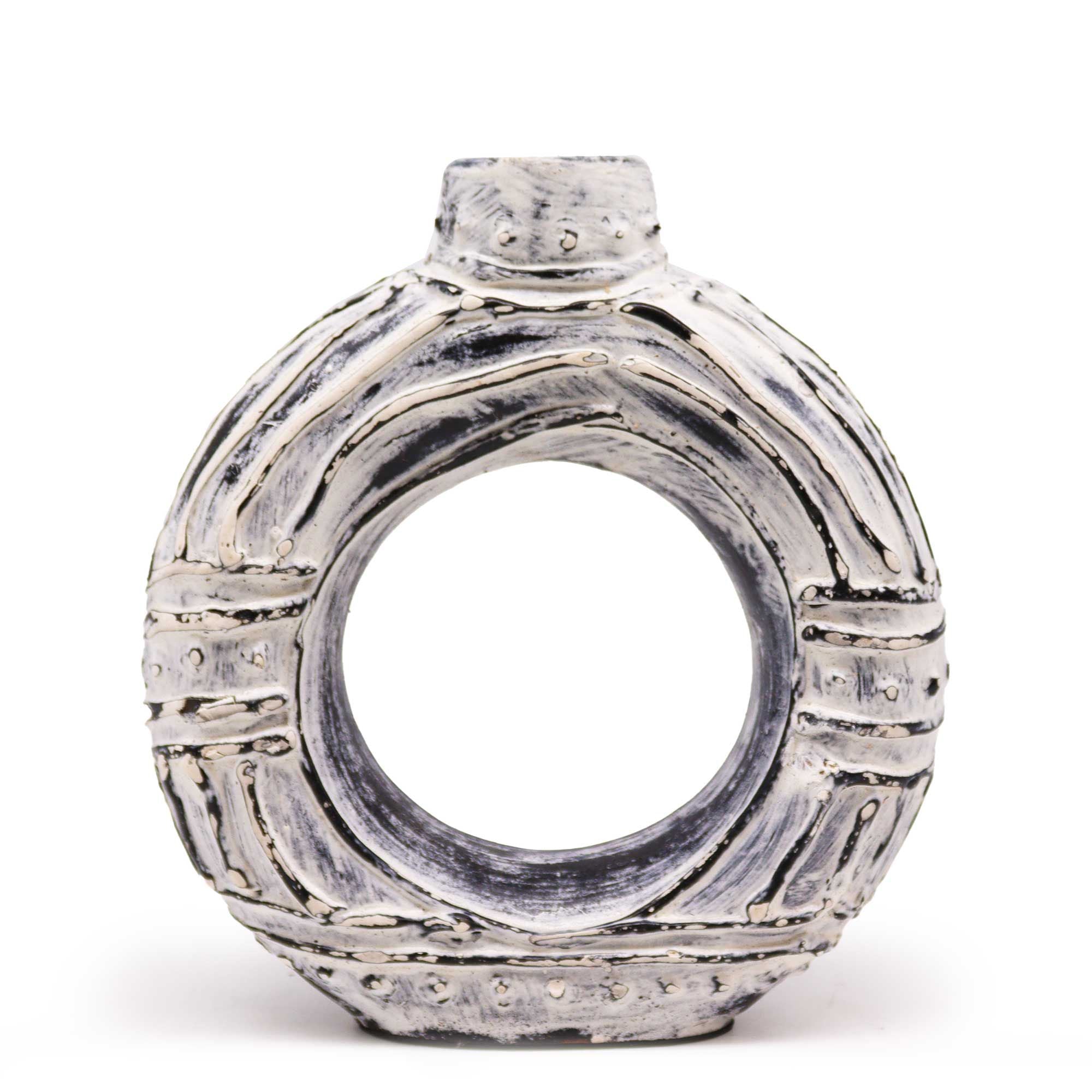 Round Donut Shaped Vase - Cream 23cm - handmade