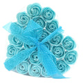 Set of 24 Soap Flower Heart Box - Blue Roses -  Luxury Soap Flowers.