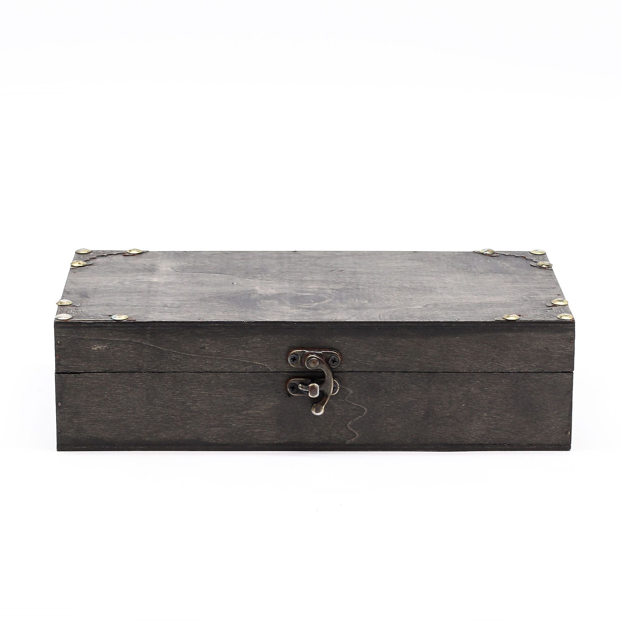 Tea / Gift / Hamper Box - Grey - Vintage Style Wooden Storage Box