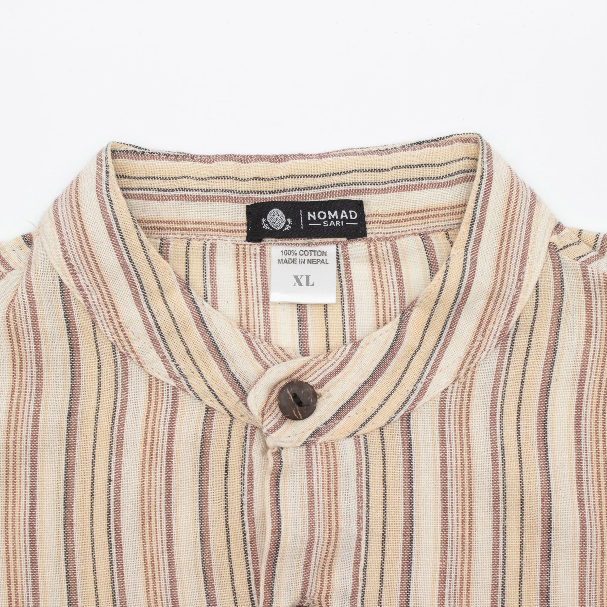 Nomad Sari Grandad Shirt in Brown Beige
