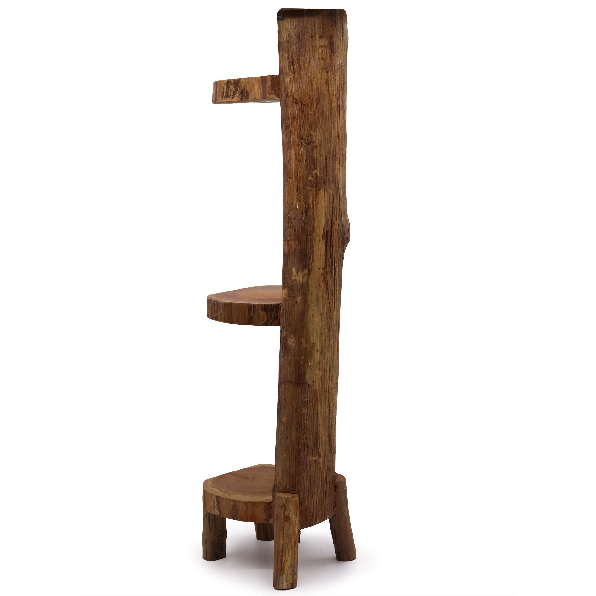 Natural Teak Log Shelve Display 3 Shelves - 100cm high