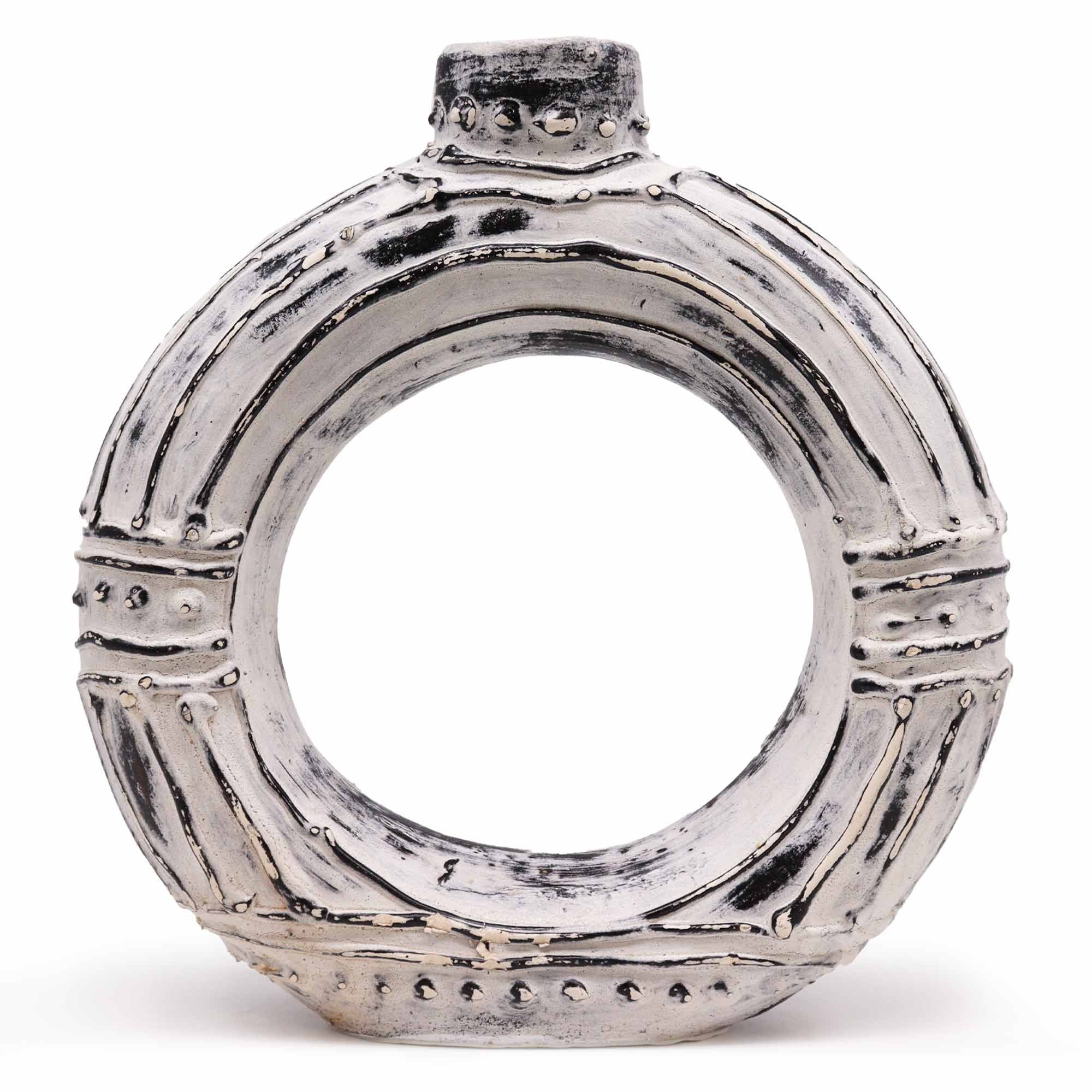 Round Donut Shaped Vase - Cream 30cm - handmade