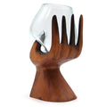Handmade Carved Wood Hand with Molten Glass Bowl – 23cm